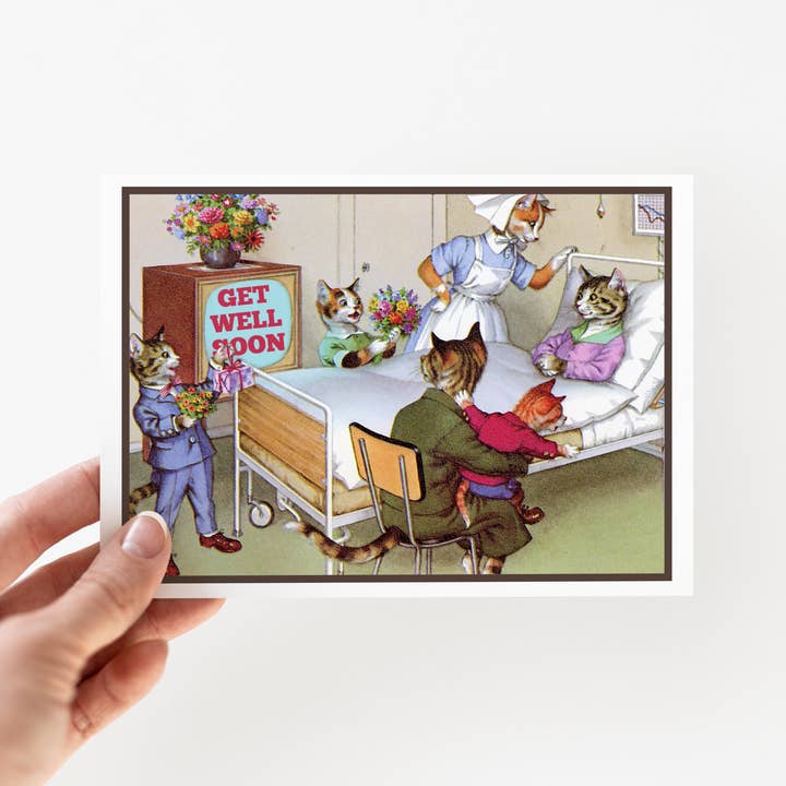 Cheerful Whimsies - Wholesale Get Well Card - Greeting Card. Vintage Cats. Get Well Soon. For Mom.2