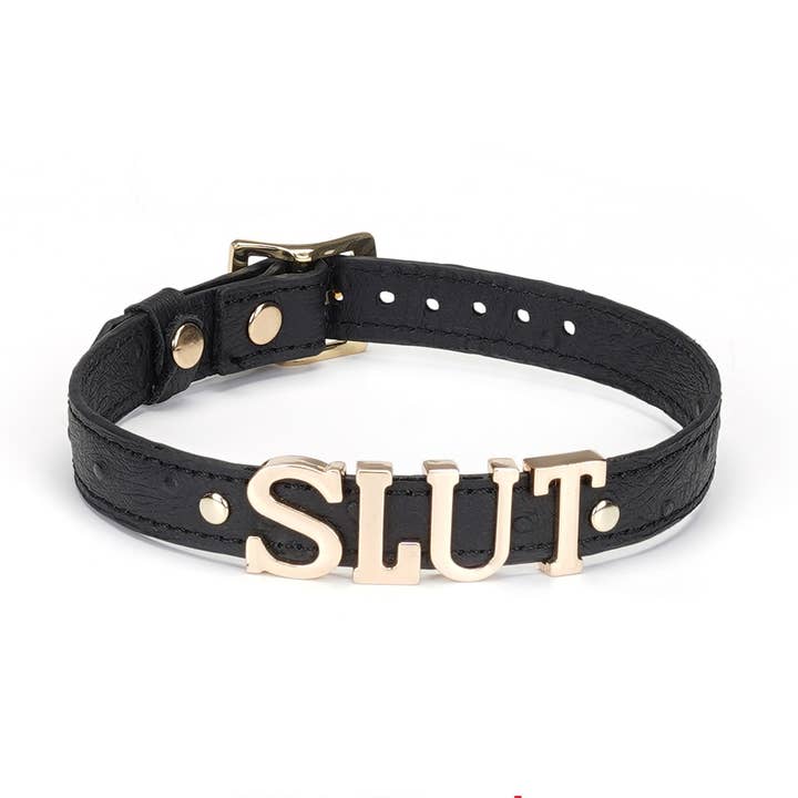 Liebe Seele - Vendita all'ingrosso Girocollo/collier - Demon's Kiss, collana in pelle nera con grandi lettere SLUT0