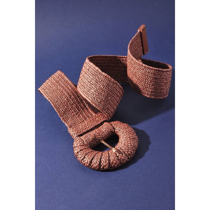 anbfashion - Wholesale Belt - Women's - WRAPPED HALFMOON ELASTIC STRAW BELT NEW-J1BIW50015