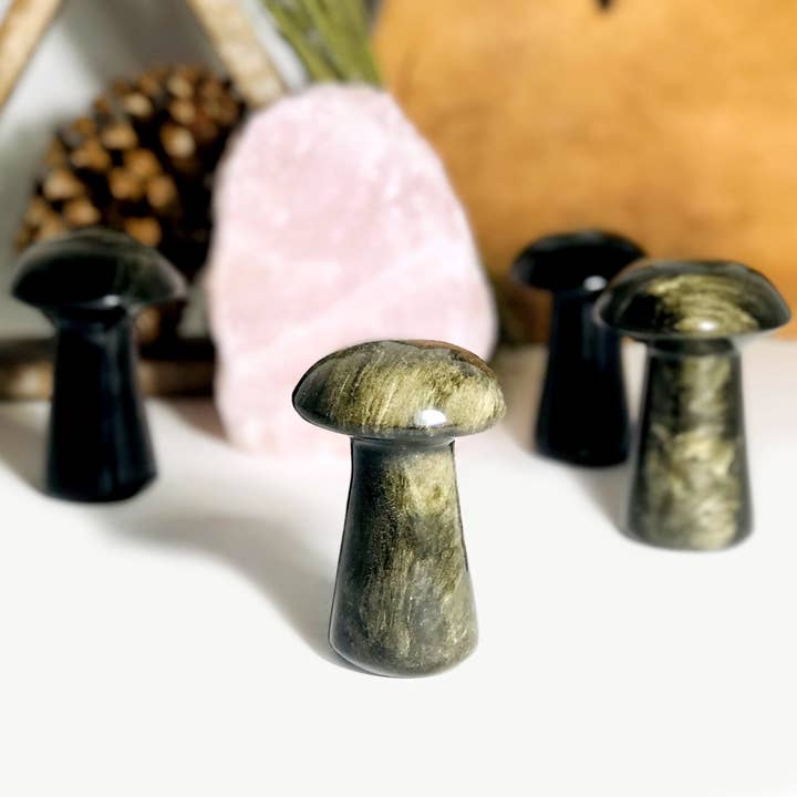 Gold Sheen Obsidian Polished Crystal Mushroom - By Weight for wholesale by Rock Paradise