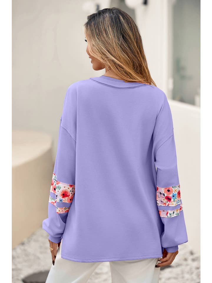 Little Daisy Closet - Wholesale Sweatshirt - Women's - LDC Rose Floral Applique Pullover Sweatshirt| S-4X7