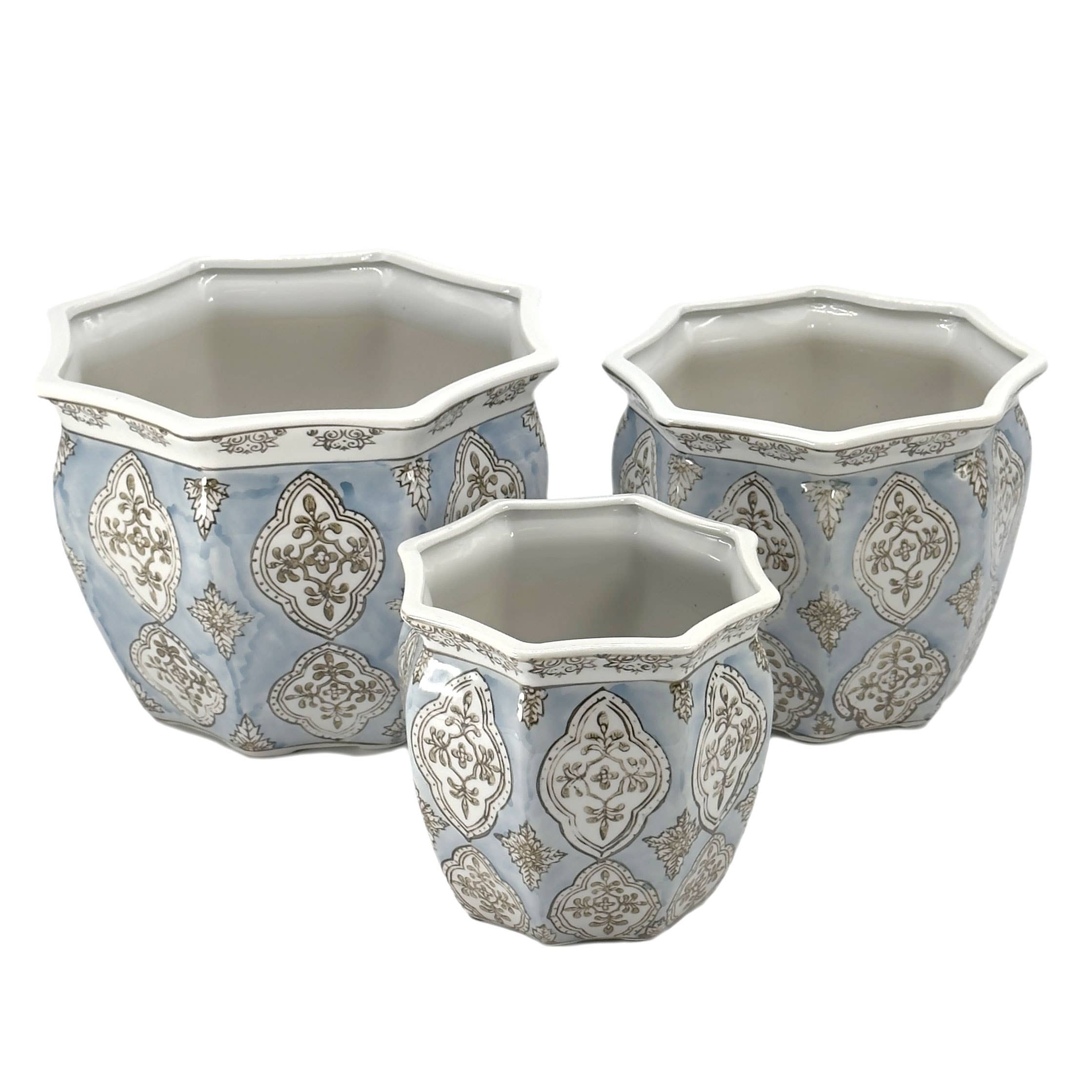 Galt International Company - Vendita all'ingrosso Vasi per piante - Set di 3 vasi per fioriere in ceramica Chinoiserie, 7,5"/10"/13"54