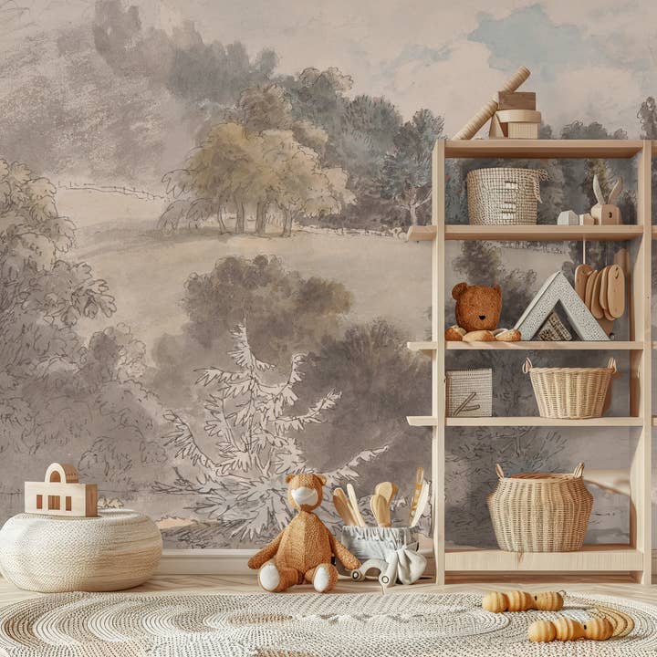 SimurgWallArts - Wholesale Wallpaper - Vintage Panoramic Forest Mural, Peel and Stick Wallpaper7