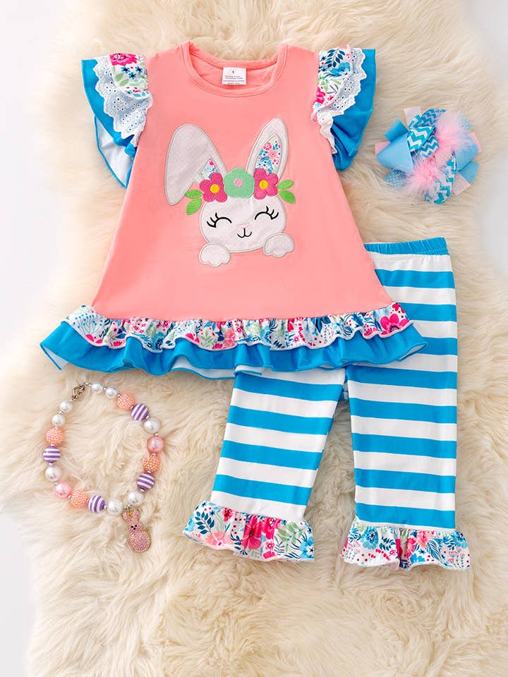 Kids Charm Online - Wholesale Top & Pant Set - Kids - Easter bunny applique 2pcs set. OFG50274 jeann
