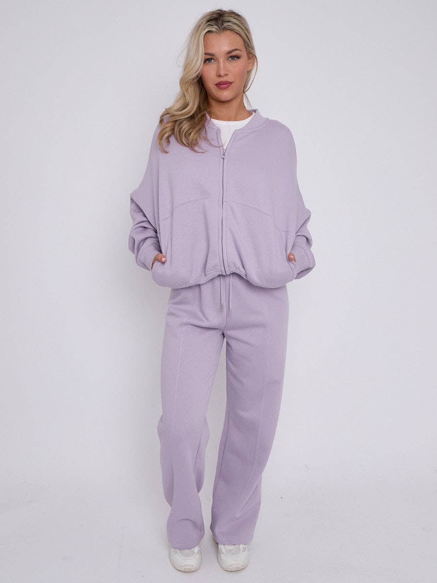 AX Labels - Wholesale Top & Pant Set (NOT Loungewear) - Women's - Oversized Bomber Style Fleece Zipper Co-ord25