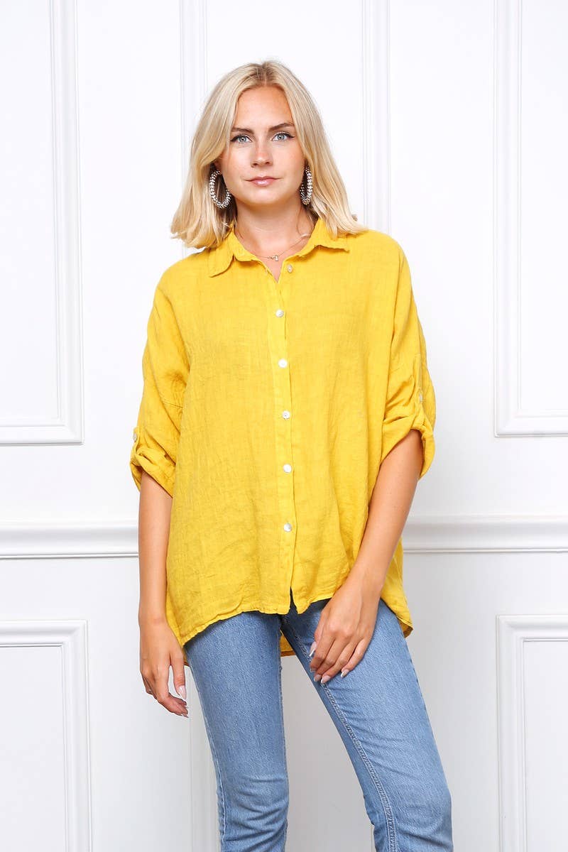 Happy look - Wholesale Button Down Shirt - Women's - Loose linen shirt 19