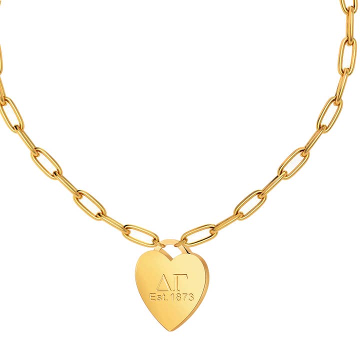 Shawn Paul - Wholesale Pendant/Charm Necklace - Delta Gamma - Heart Tag Paperclip Necklace0