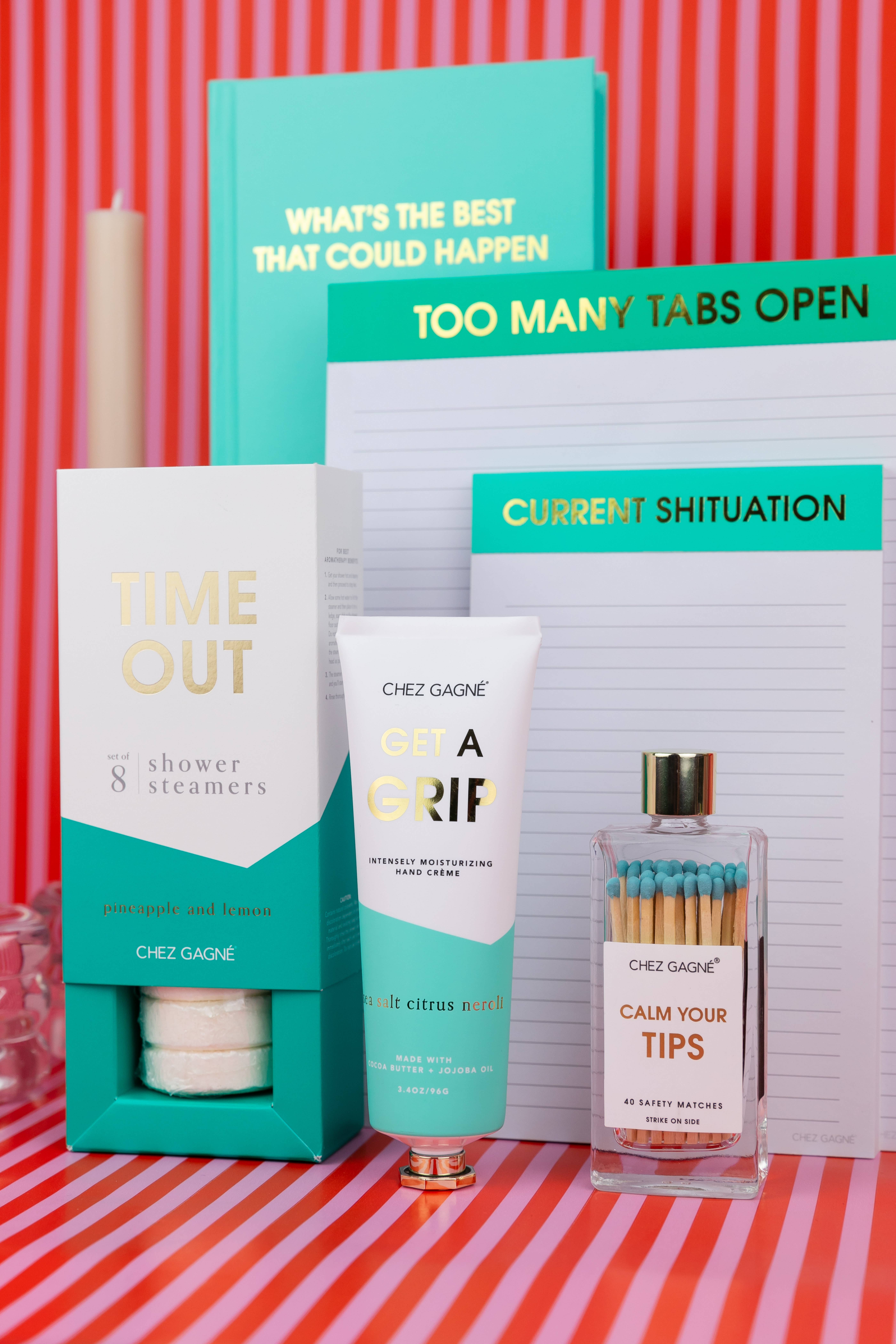 Chez Gagné – wholesale Matches – Calm Your Tips - Glass Bottle Safety Matches - Aqua7