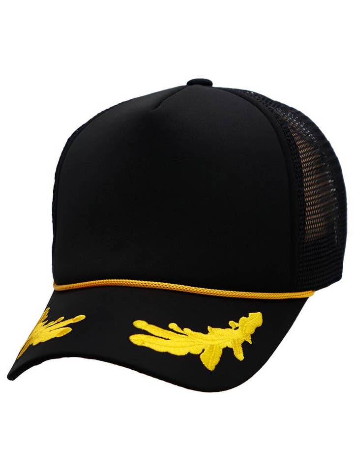 Casquette camionneur cinq panneaux avec mousse et feuille de chêne brodée pour la vente par Cap Zone