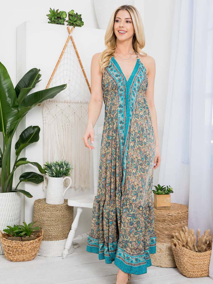 Kathmandu Imports - Wholesale Dress - Women's - Womens Clothing - Open Back Halter Dress (KT-1319)
