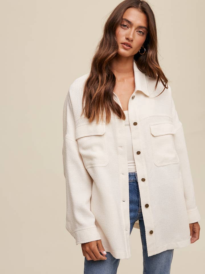 Textured Oversized Shacket LJ0246 for wholesale by Listicle