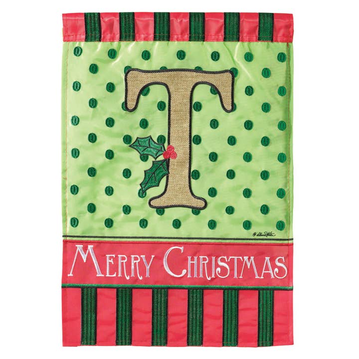 π² Flag Christmas Monogram-T Burlap 13x18 for wholesale by Dicksons