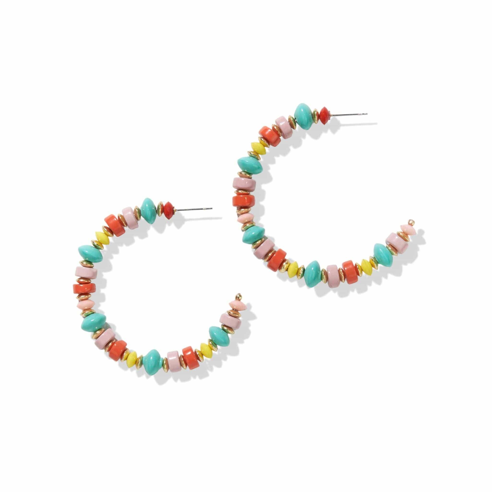 INK + ALLOY – Brincos de argola por atacado – Brincos de Argola com Contas em Disco Lilás Mix por Atacado0