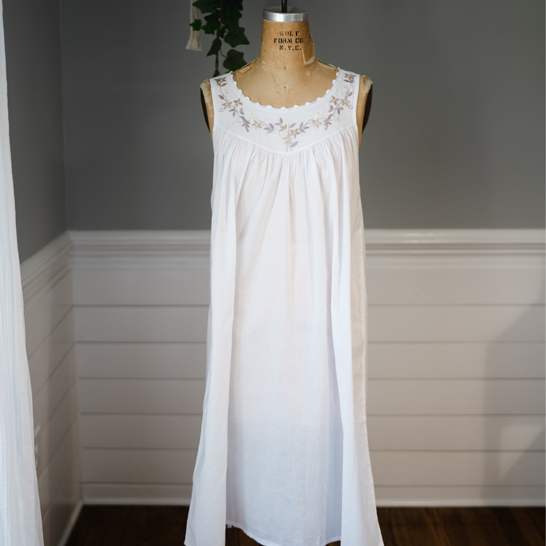 Maison d' Haiti - Wholesale Nightgown - Women's - Embroidered Cotton Nightgown - Neutral Taupe2