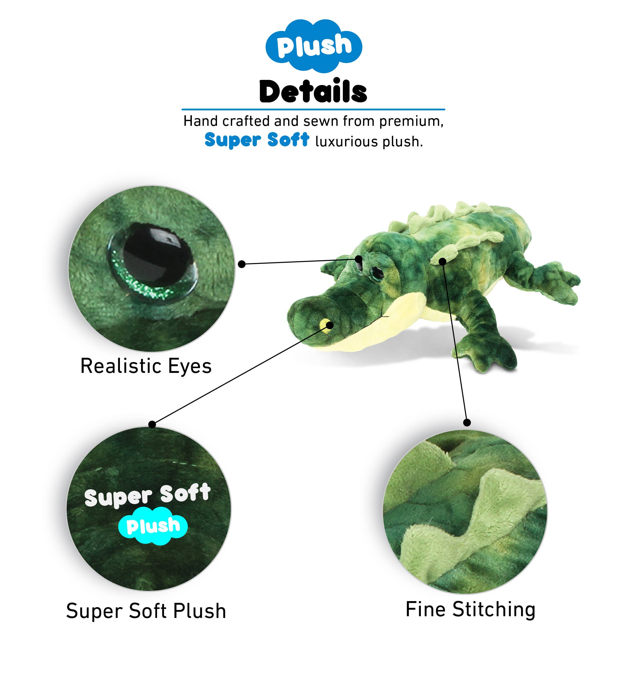 Cota Global – Engroshandel Plyslegetøj - Børn og baby – Super blød plys - Alligator1