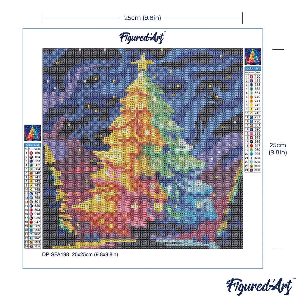 Figured'Art - Wholesale DIY craft kit - Mini Diamond Painting 25x25cm - Colourful Christmas Tree4