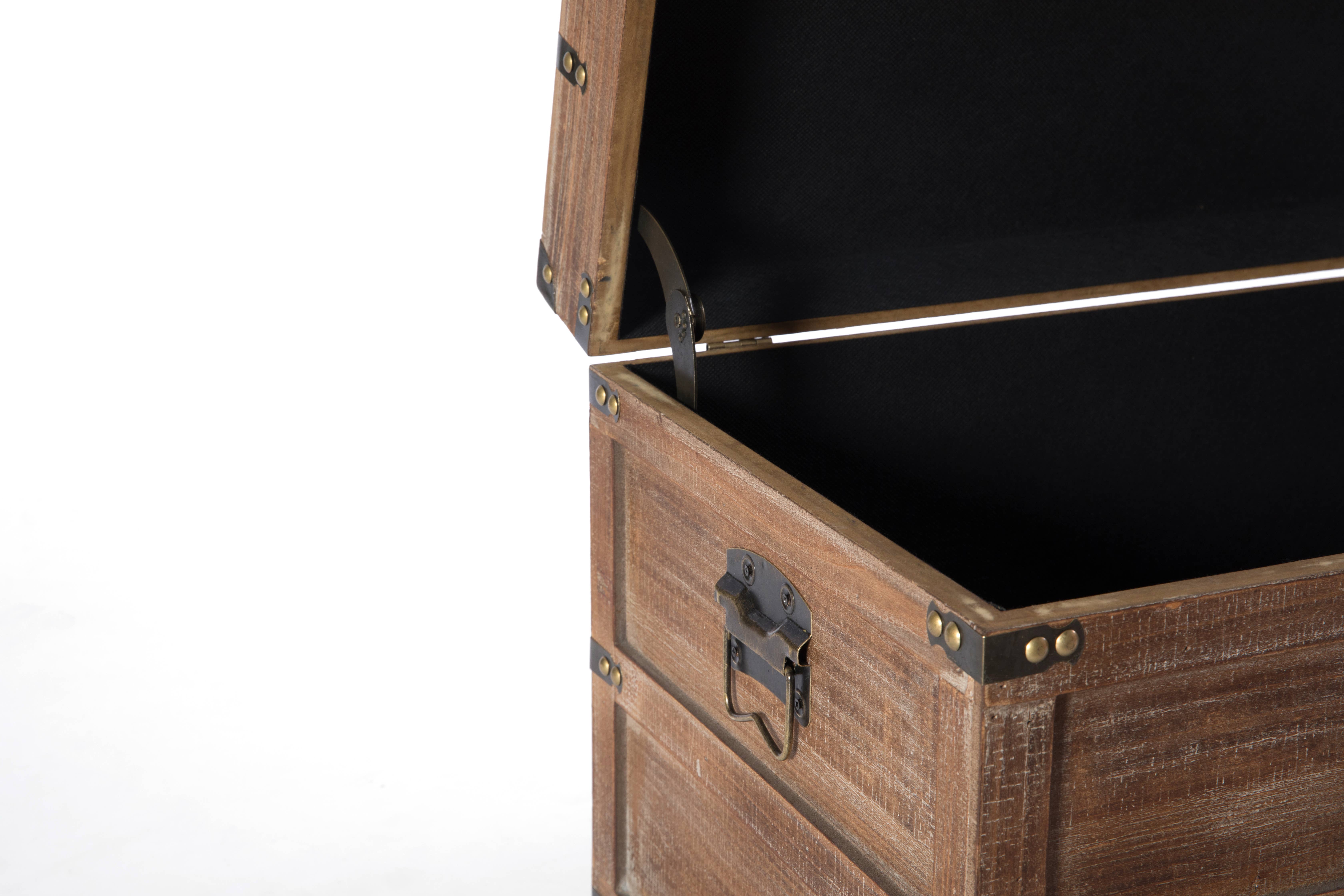 Quickway Imports – wholesale Prydnadslåda – Trä rektangulär fodrad rustik förvaring trunk med spärr7