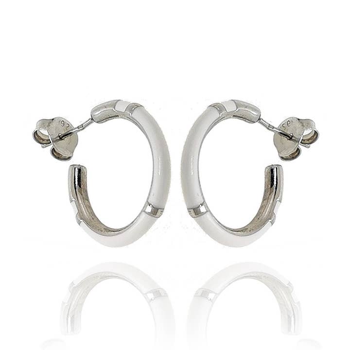 Pendientes de plata con esmalte blanco alrededor para venta al por mayor de Misticajoias