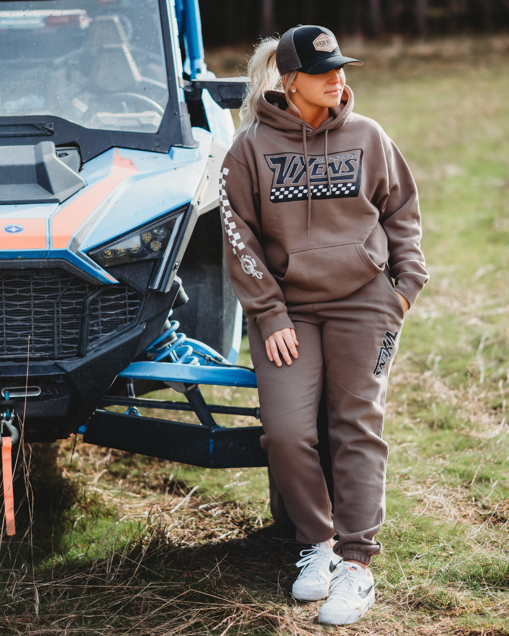 Off Road Vixens Clothing Co. - Wholesale Hoodie - Women's - Off the Wall Heavy Weight Hoodie - Brown3