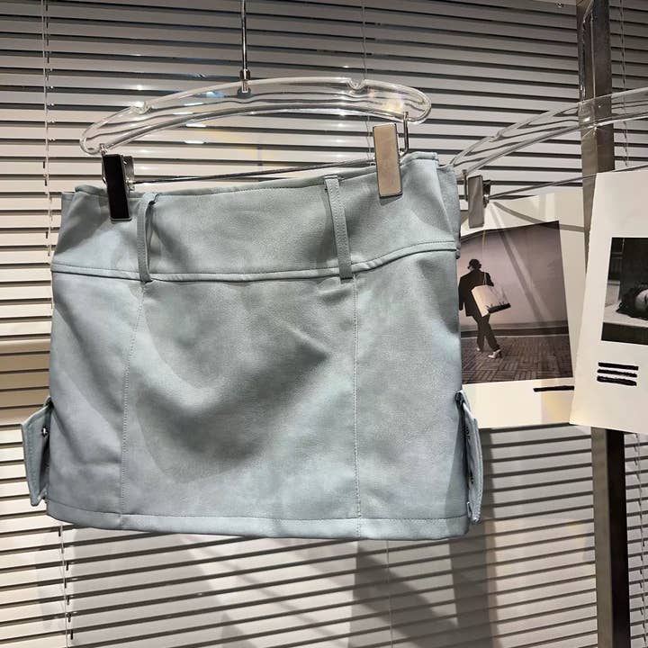 Productseeker - Vente Jupe – femme - Jupe Mini SK79Y PU avec Large Ceinture Croisée – Style Urbain16