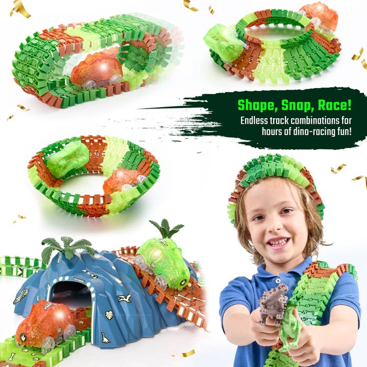 JitteryGit - Venta al por mayor Conjunto de juguetes - Niños - Set de regalo de juguetes STEM de Dinosaur Forest Race Car Track Edition