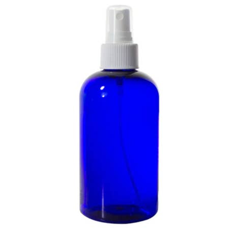 25-8 oz Cobalt BLUE PET Round Plastic Bottle w/White sprayer for wholesale by Sweet Scents by Amanda