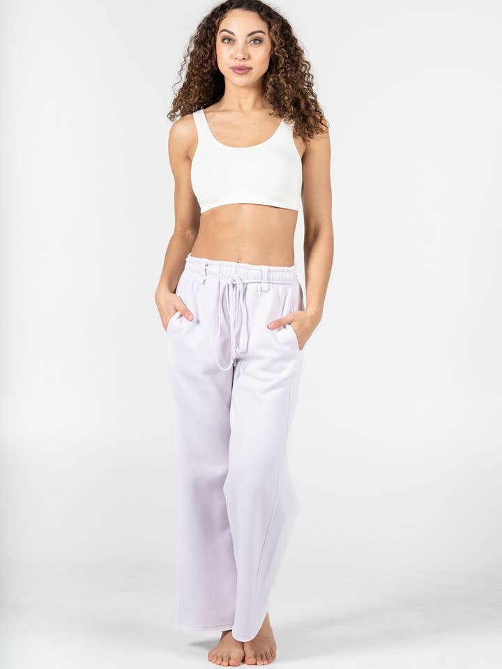 Recycled Poly/Cotton Fleece Wide Leg Pant- CEFP1110 for wholesale by C'est Moi Clothing Co