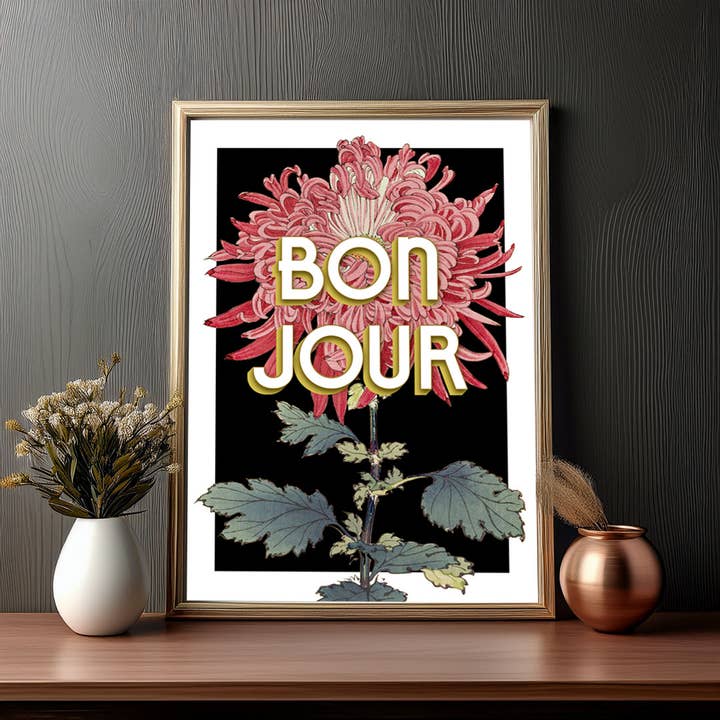 Vintage Flower Art Print – Bonjour (A4/A3) for wholesale by delaVision