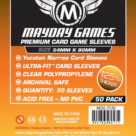 Mayday Games - Wholesale Card Game - Premium Yucatan Narrow Card Game Sleeves 54 X 80 MM
