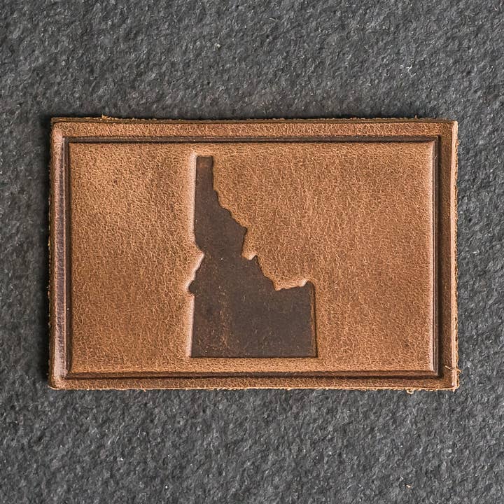 Idaho Leather Patches with Optional Hook and Loop Fastener for wholesale by Ox & Pine