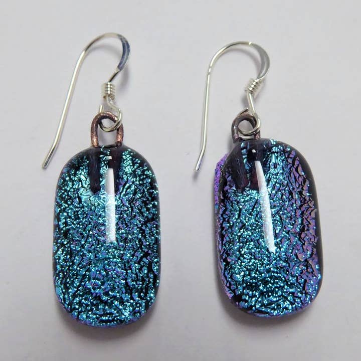 Fused glass drop earrings - mint green prismatic for wholesale by Eva Glass Design