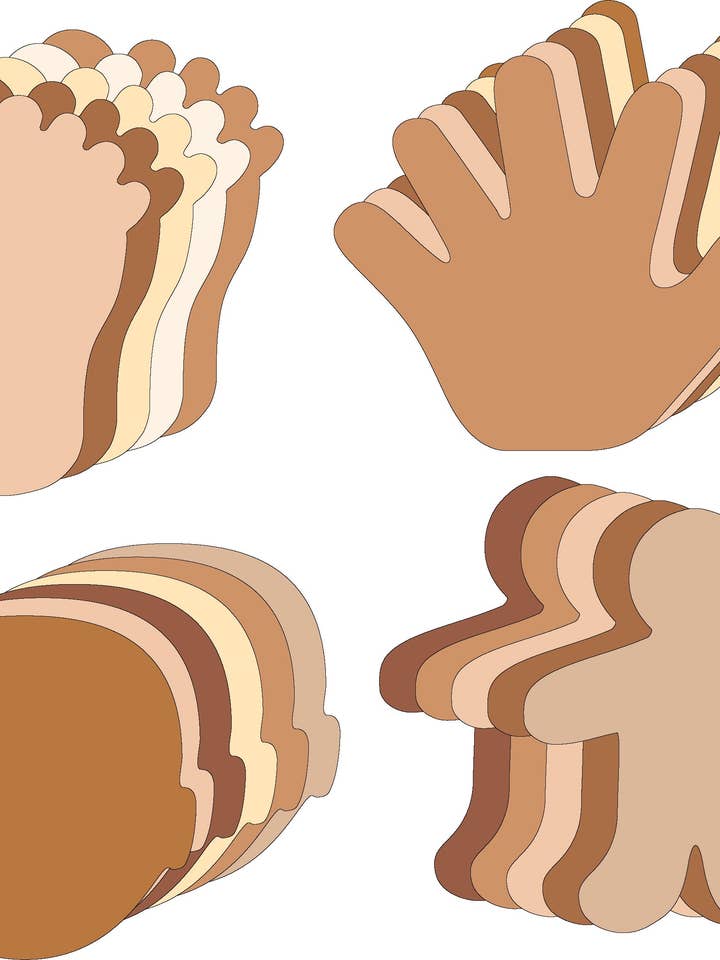 Grand ensemble de découpes - Parties du corps multiculturelles pour la vente par Creative Shapes Etc.