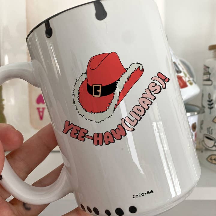 Yee-Hawlidays, tazza da caffè natalizia, carina, da cowgirl, western per la vendita all'ingrosso da parte di coco+bie designs