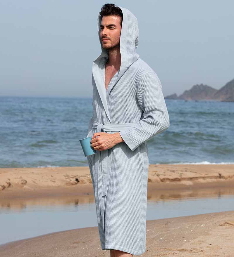 SEYANTE - Wholesale Robe - Men's - Men's Hooded Turkish Cotton Waffle Robe22