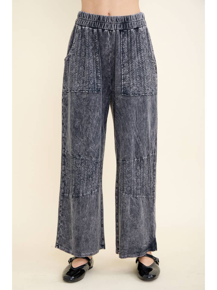 J.Her - Wholesale Pants - Women's - Mineral Wash Eyelet Pocket Straight Pants HP58125