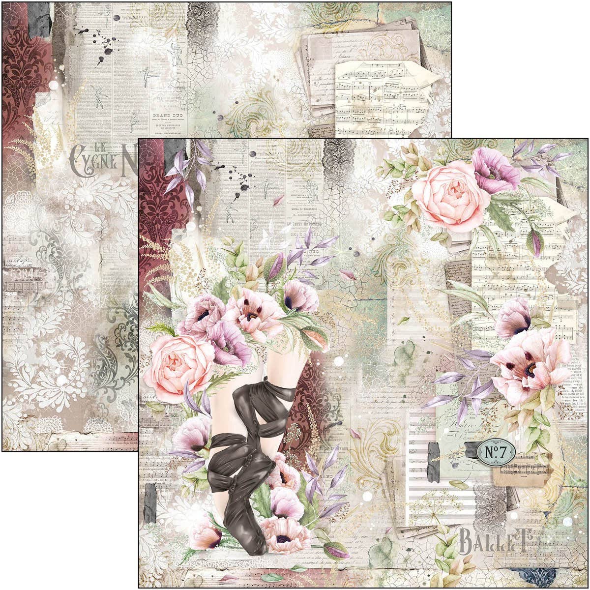 Ecstasy Crafts Distributing - Wholesale Scrapbook - Ciao Bella Cygne Noir Paper Pad 12x12 12/Pkg6