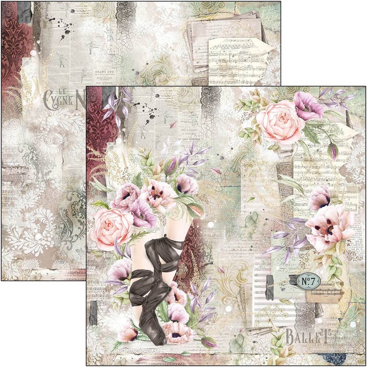 Ecstasy Crafts Distributing - Wholesale Scrapbook - Ciao Bella Cygne Noir Paper Pad 12x12 12/Pkg6