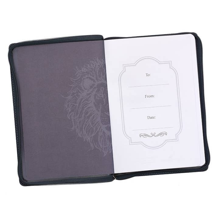 Christian Art Gifts - Wholesale Journal/Diary - Journal Classic Zip Gray Be Strong Joshua 1:9