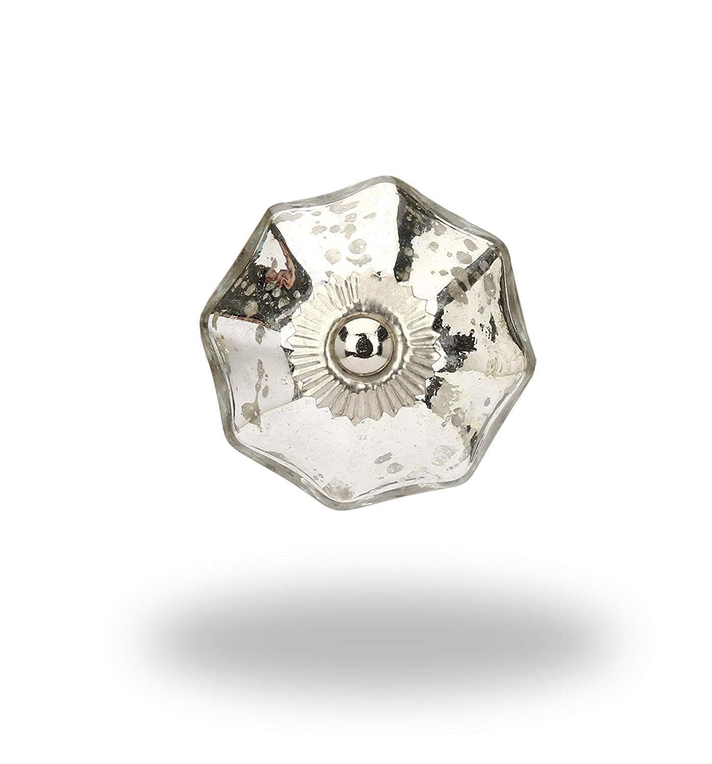 Perilla Home - Vente Poignée/bouton - Unique Lot de 6 boutons de miroir en verre argenté4