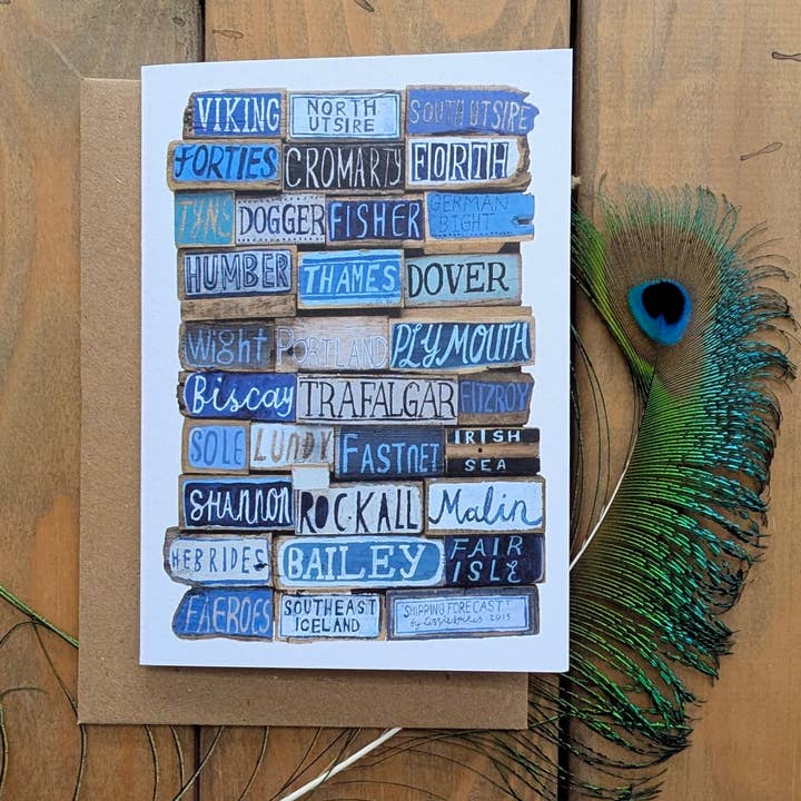 Palavras de previsão de envio no cartão de saudações de madeira por atacado de Driftwood Designs