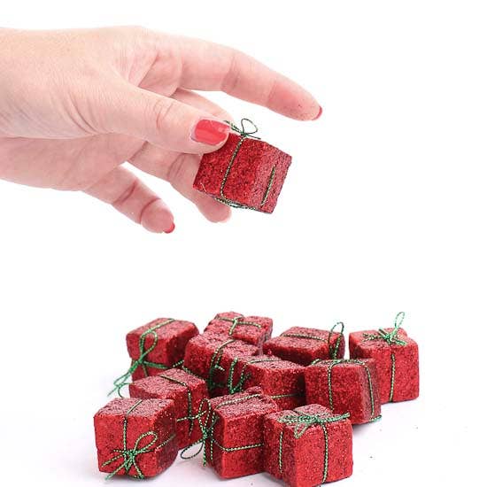 Factory Direct Craft - Vente Coffrets cadeaux - Boîtes-cadeaux miniatures rouges à paillettes 1" x 1" (Lot de 12)2