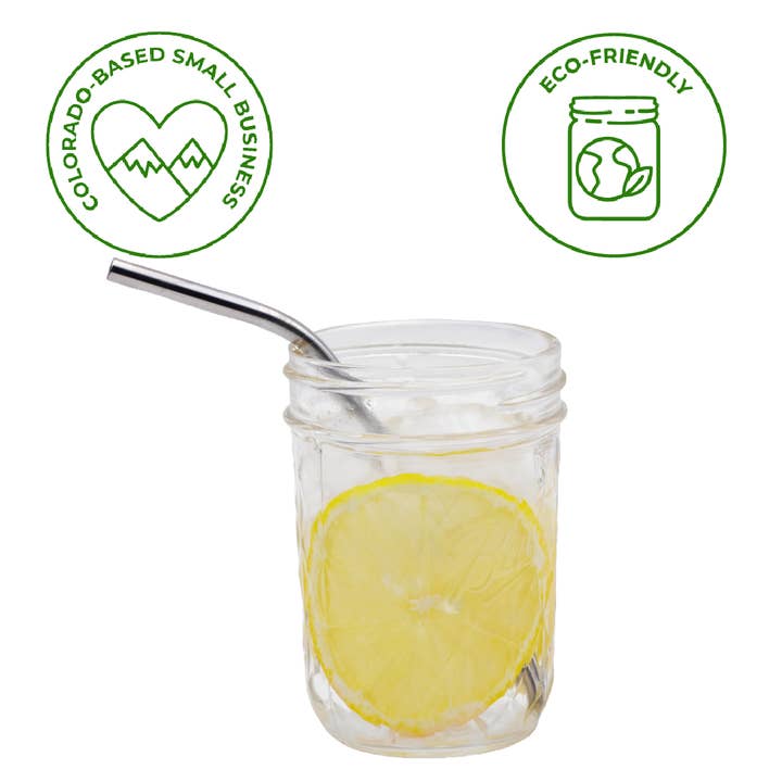 Mason Jar Lifestyle - Wholesale Drinking Straw - Short Thin Bent Stainless Steel Straw for Half Pint Jar