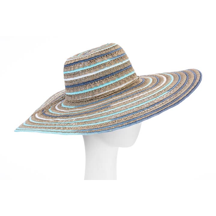 Jenny Multi Tone Open Weave XL Brim Women's Straw Hat for wholesale by Giovannio