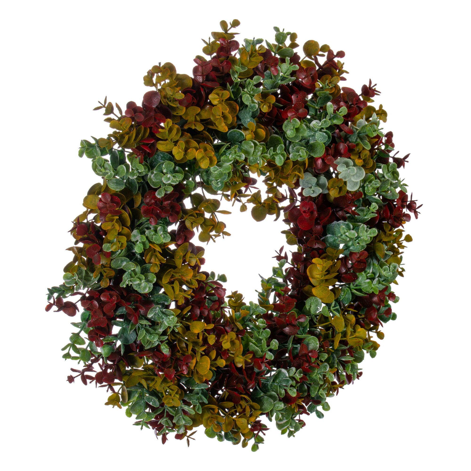 Multi Vickerman 18" Red/Green Spiral Eucalyptus Wreath for wholesale on Faire2