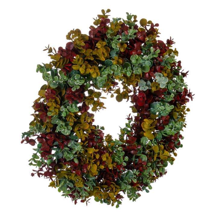 Multi Vickerman 18" Red/Green Spiral Eucalyptus Wreath for wholesale on Faire2