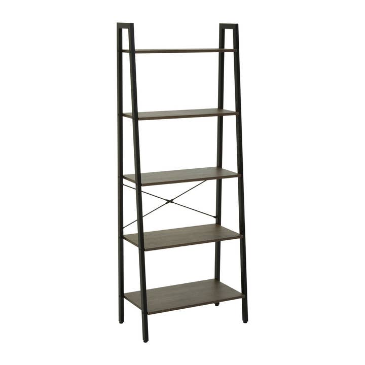 Bradbury Five Tier Dark Oak Veneer Ladder Shelf Unit for wholesale by Interiors by Premier