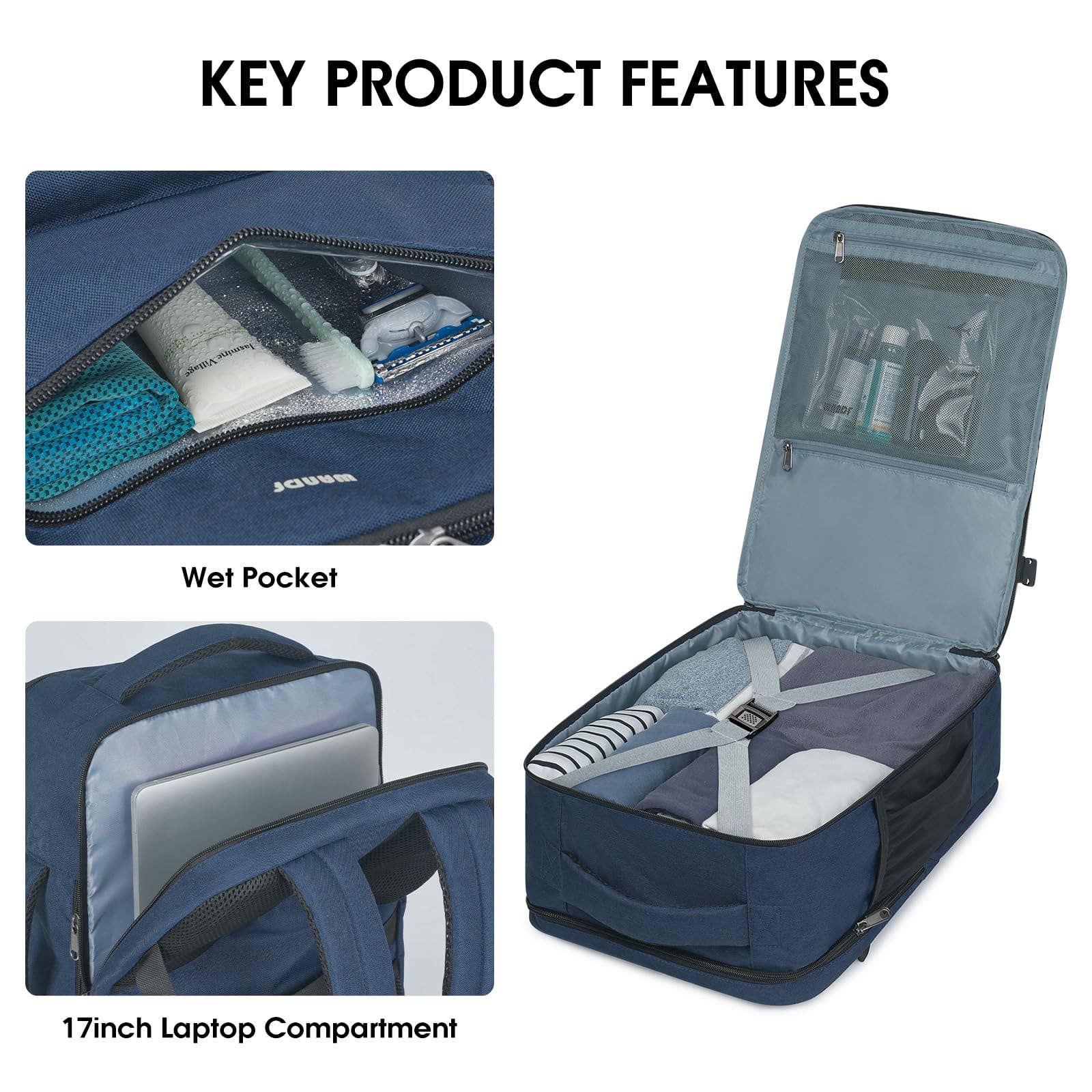 wandf - Wholesale Backpack - Unisex - Laptop Backpack 17 Inch with Wet Pocket For Spirit Airlines19