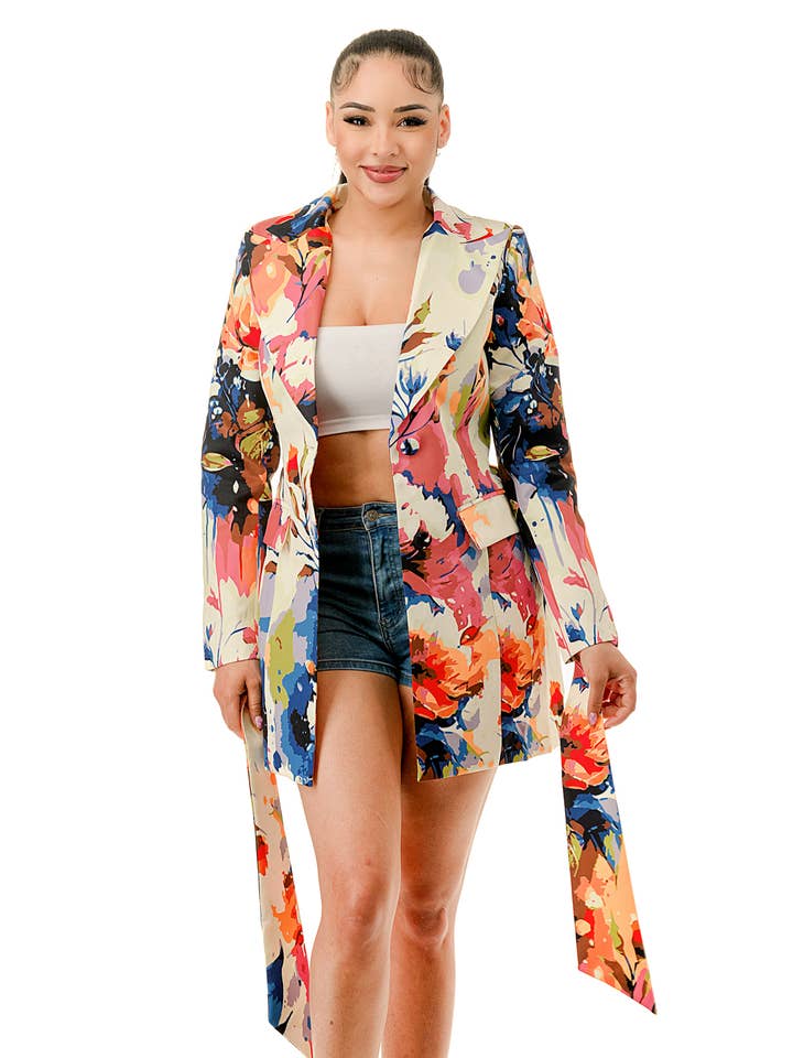 Namatt Design - Wholesale Blazer - Women's - Plus Long Sleeve Tie Waist Blazer21