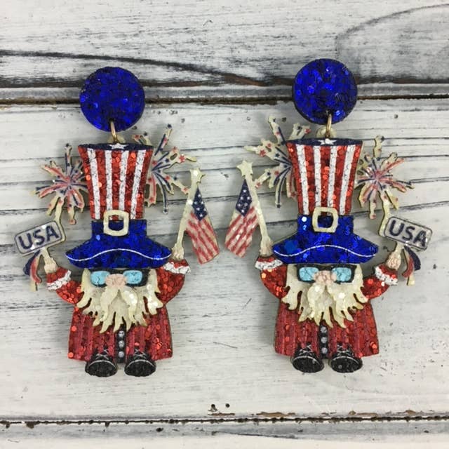 SongLily – wholesale Hängande örhängen – Patriotiska glitter tomteörhängen