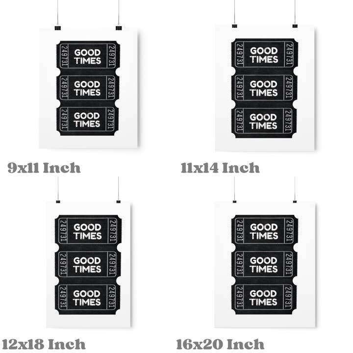 CLM Creative Studio - Wholesale Art Print - Black Noir Good Times Ticket Wall Art Prints1